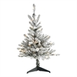 Nearly Natural 3ft Flocked West Virginia Spruce Christmas Tree w/50 Clear Lights