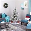Nearly Natural 6ft Flocked West Virginia Spruce Christmas Tree w/300 Clear Light