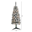 Nearly Natural 3ft Flocked Pencil Christmas Tree with 50 Clear Lights in White