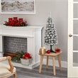 Nearly Natural 3ft Flocked Pencil Christmas Tree with 50 Clear Lights in White