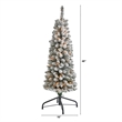 Nearly Natural 4ft Flocked Pencil Christmas Tree with 100 Clear Lights in White