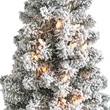 Nearly Natural 4ft Flocked Pencil Christmas Tree with 100 Clear Lights in White