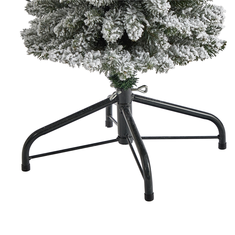 Nearly Natural 4ft Flocked Pencil Christmas Tree with 100 Clear Lights in White