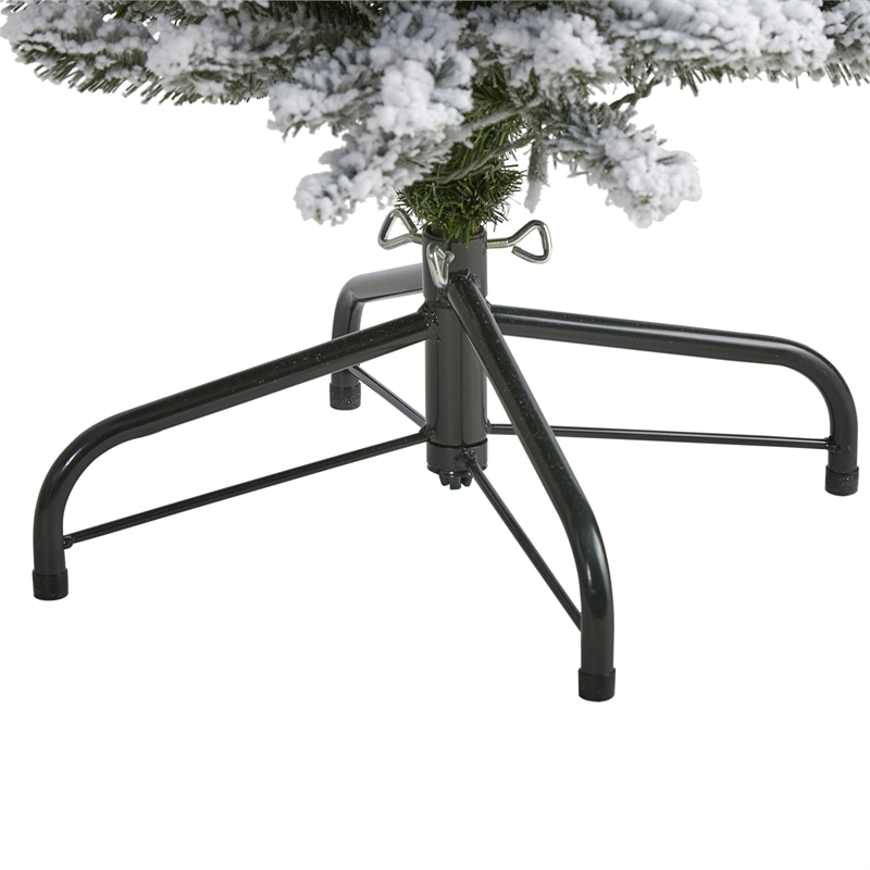 Nearly Natural 6ft Flocked Pencil Christmas Tree w/ 300 Clear Lights