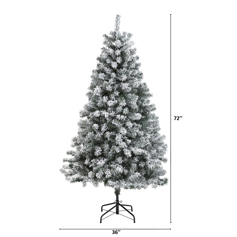 Nearly Natural 6ft Flocked Rock Springs Spruce Artificial Green Christmas Tree