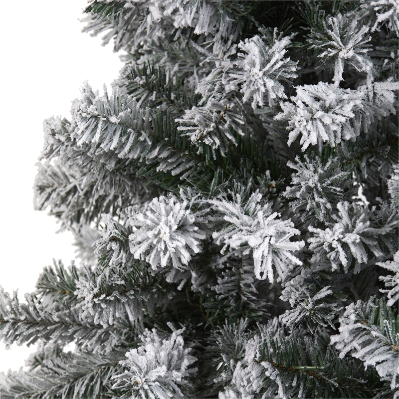 Nearly Natural 6ft Flocked Rock Springs Spruce Artificial Green Christmas Tree