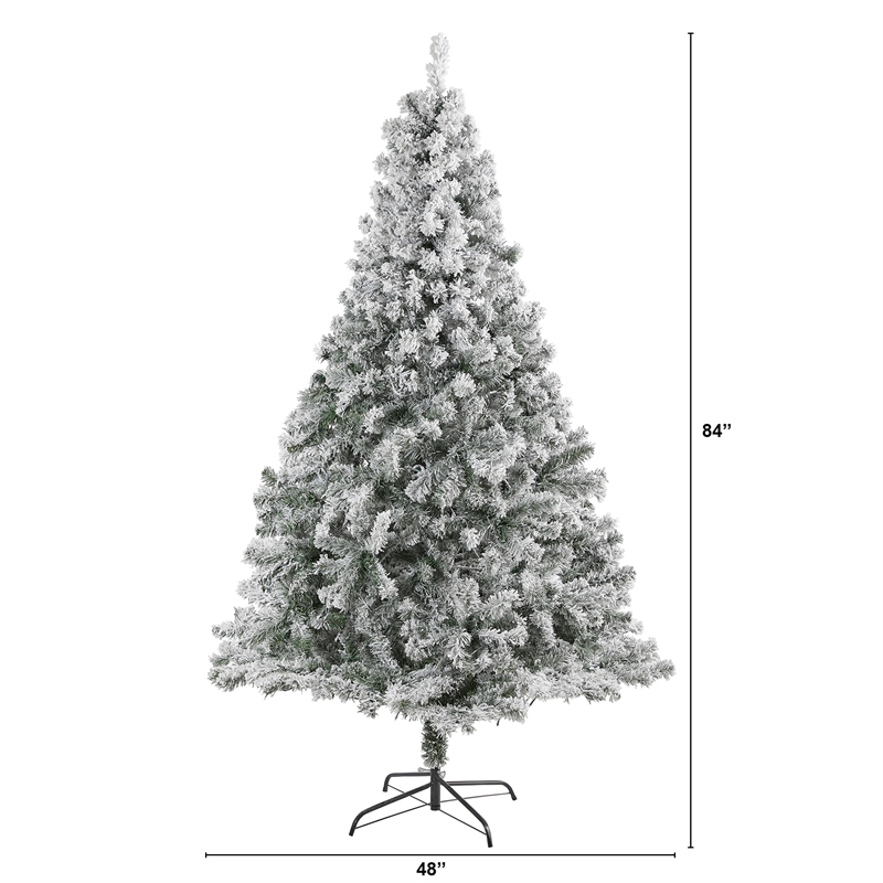 Nearly Natural 7ft Flocked Rock Springs Spruce Christmas Tree