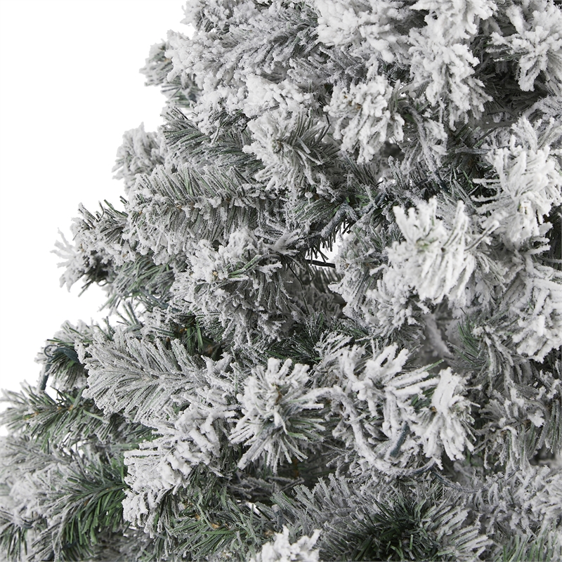 Nearly Natural 7ft Flocked Rock Springs Spruce Christmas Tree