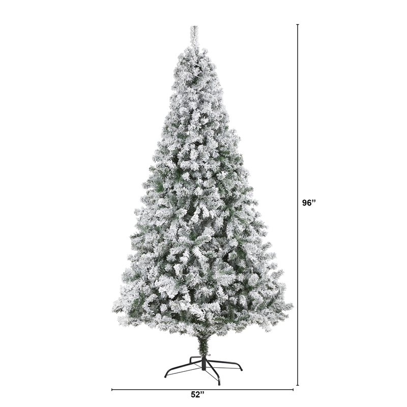 Nearly Natural 8ft Flocked Rock Springs Spruce Artificial Green Christmas Tree