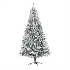 Nearly Natural 8ft Flocked Rock Springs Spruce Artificial Green Christmas Tree