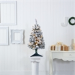 Nearly Natural 3ft Flocked Rock Springs Spruce Christmas Tree w/ 50 Clear LED