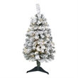 Nearly Natural 3ft Flocked Rock Springs Spruce Christmas Tree w/ 50 Clear LED