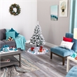 Nearly Natural 4ft Flocked Rock Springs Spruce Christmas Tree w/ 100 Clear LED