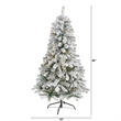 Nearly Natural 5ft Flocked Rock Springs Spruce Christmas Tree w/ 150 Clear LED