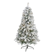 Nearly Natural 5ft Flocked Rock Springs Spruce Christmas Tree w/ 150 Clear LED