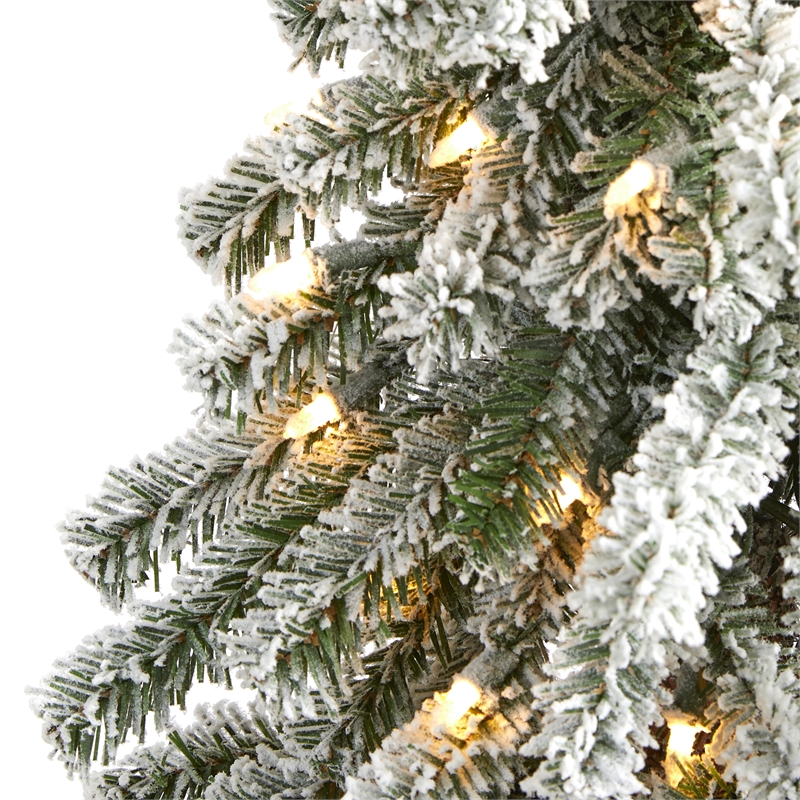 Nearly Natural 5ft Flocked Alpine Christmas Tree w/ 150 Lights