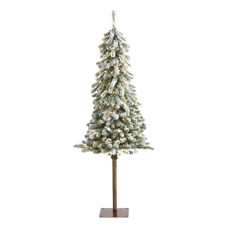 Nearly Natural 5ft Flocked Alpine Christmas Tree w/ 150 Lights
