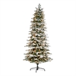 Nearly Natural 8ft Flocked North Carolina Fir Christmas Tree w/ 650 White Lights