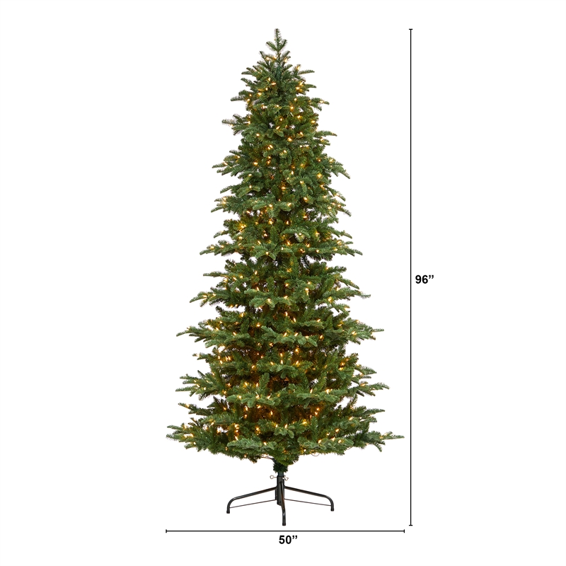 Nearly Natural 8ft South Carolina Fir Christmas Tree w/ 650 Clear LED Lights