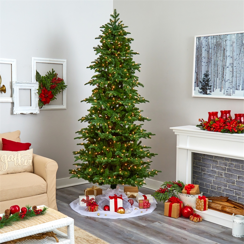 Nearly Natural 8ft South Carolina Fir Christmas Tree w/ 650 Clear LED Lights