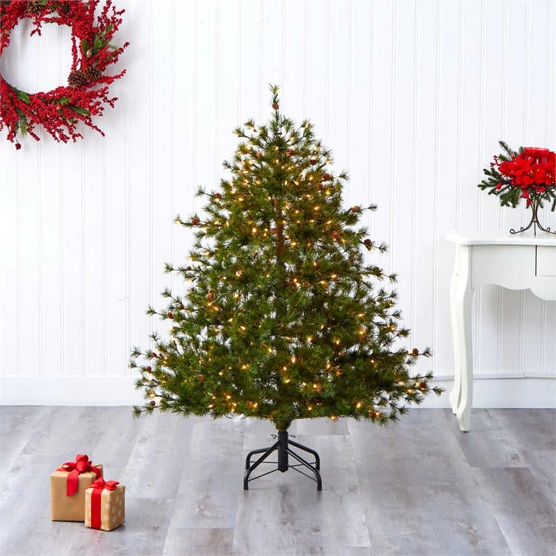 Nearly Natural 5ft Colorado Mountain Pine Christmas Tree w/ 250 Clear Lights