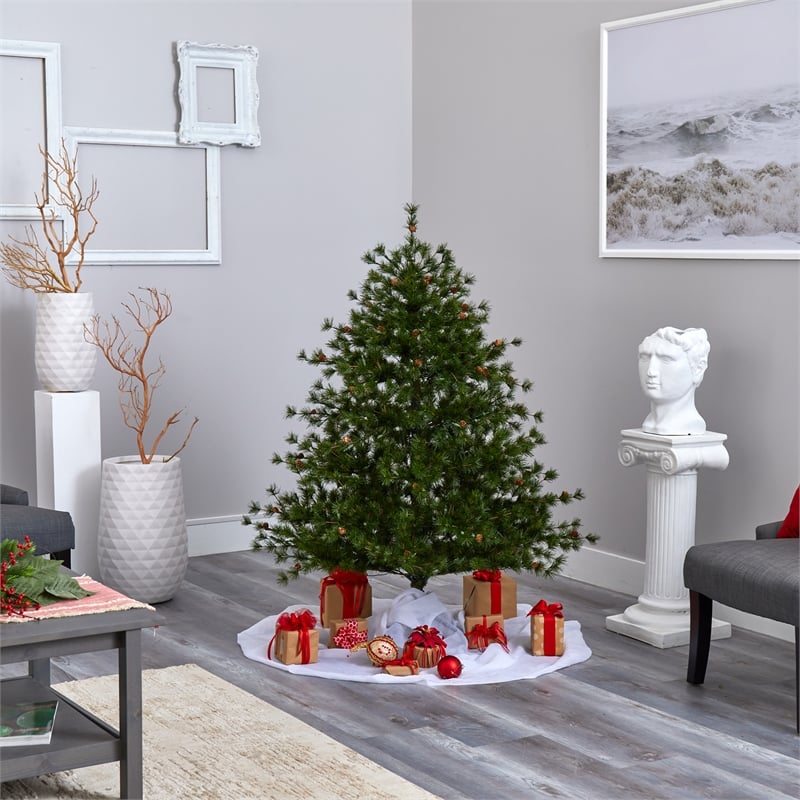 Nearly Natural 5ft Colorado Mountain Pine Christmas Tree w/ 250 Clear Lights