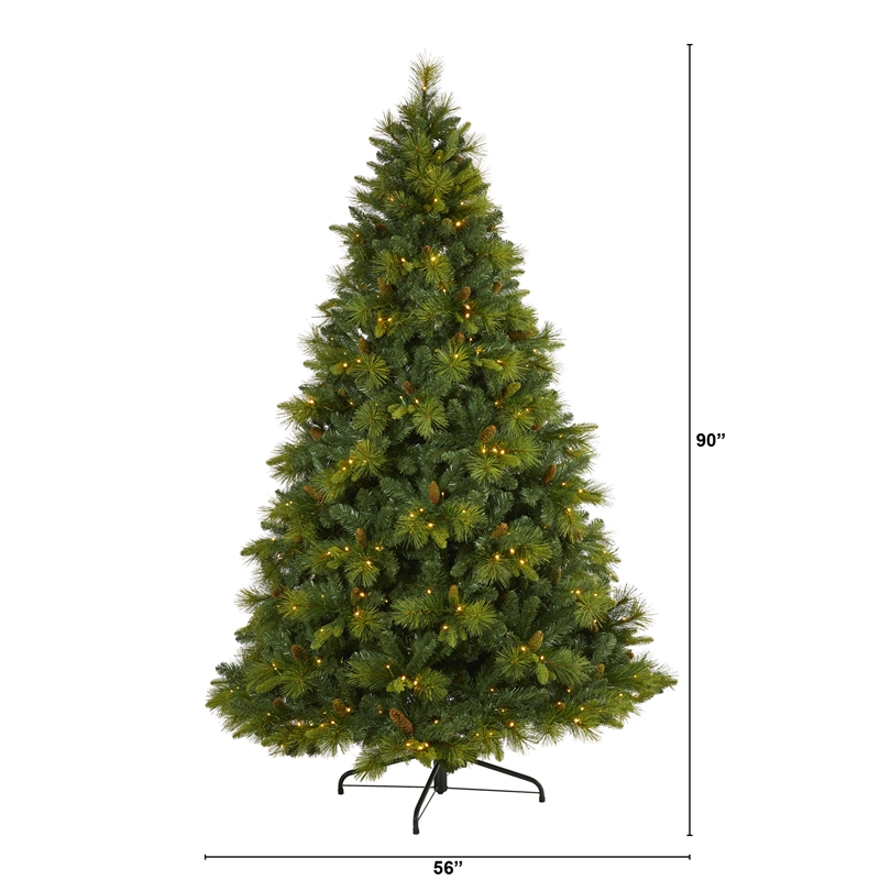 Nearly Natural 7.5ft North Carolina Mixed Pine Christmas Tree w/470 LED