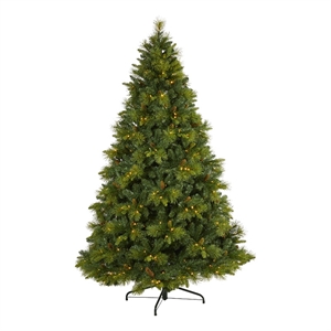 Nearly Natural 7.5ft North Carolina Mixed Pine Christmas Tree w/470 LED