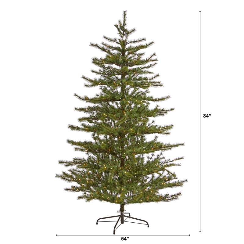 Nearly Natural 7ft Vancouver Mountain Pine Christmas Tree w/ 450 Clear Lights