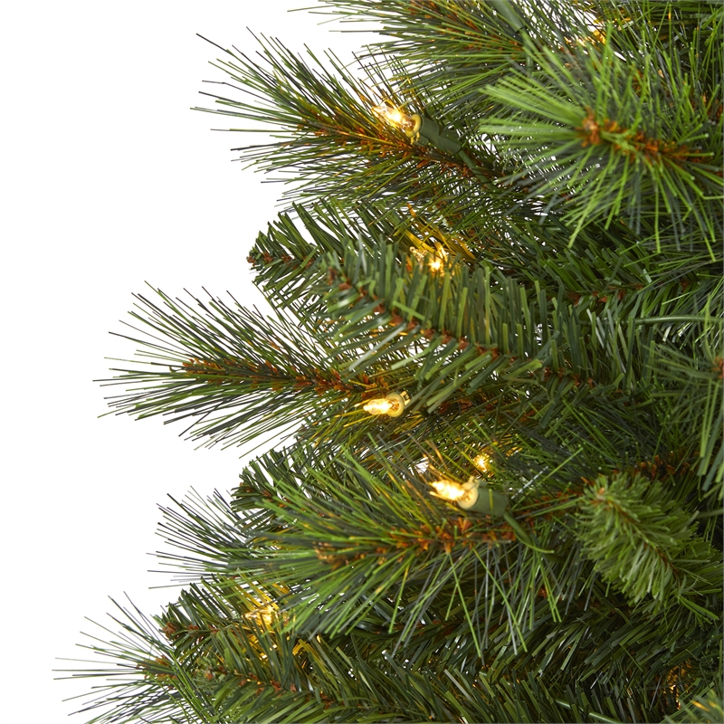Nearly Natural 4ft West Virginia Mountain Pine Christmas Tree w/100 Clear Light