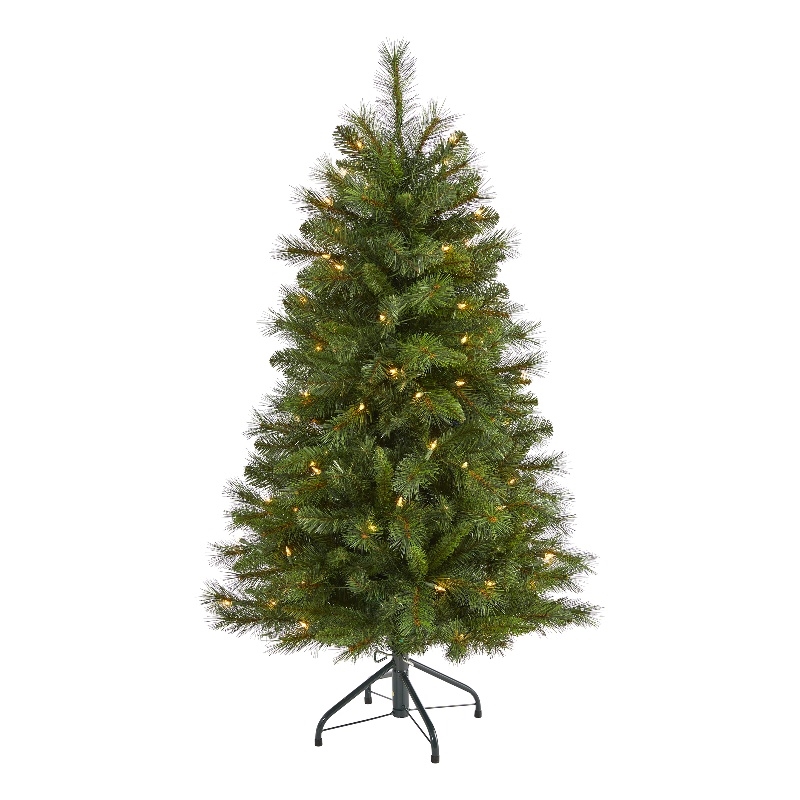 Nearly Natural 4ft West Virginia Mountain Pine Christmas Tree w/100 Clear Light