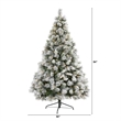 Nearly Natural 7ft Flocked Oregon Pine Christmas Tree w/ 400 Clear Lights