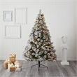 Nearly Natural 7ft Flocked Oregon Pine Christmas Tree w/ 400 Clear Lights