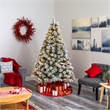 Nearly Natural 7ft Flocked Oregon Pine Christmas Tree w/ 400 Clear Lights
