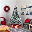 Nearly Natural 7ft Flocked Oregon Pine Christmas Tree w/ 400 Clear Lights