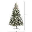 Nearly Natural 9ft Flocked Oregon Pine Christmas Tree w/ 600 Clear Lights