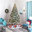 Nearly Natural 9ft Flocked Oregon Pine Christmas Tree w/ 600 Clear Lights