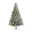 Nearly Natural 9ft Flocked Oregon Pine Christmas Tree w/ 600 Clear Lights