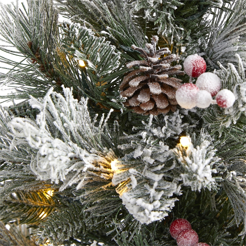 Nearly Natural 2ft Flocked Christmas Tree w/ 30 Clear Lights