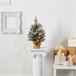 Nearly Natural 2ft Flocked Christmas Tree w/ 30 Clear Lights