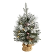 Nearly Natural 2ft Flocked Christmas Tree w/ 30 Clear Lights