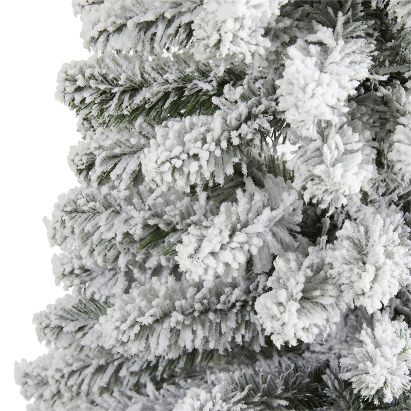 Nearly Natural 6ft Flocked Pencil Artificial Christmas Tree