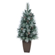 Nearly Natural 3.5ft Frosted Tip BC Mountain Pine Christmas Tree in White