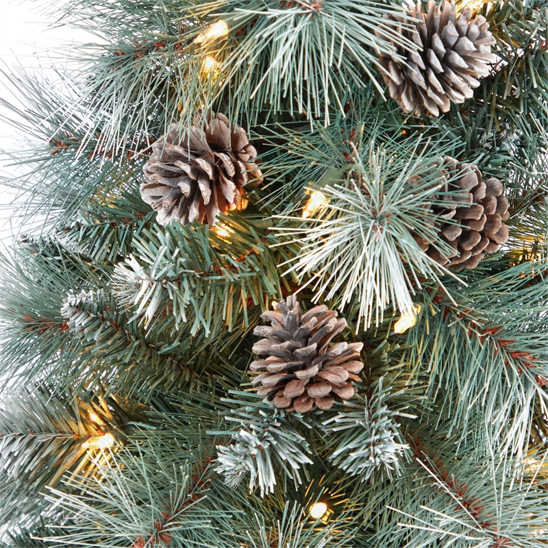 Nearly Natural 3.5ft Frosted Tip BC Mountain Pine Christmas Tree in White