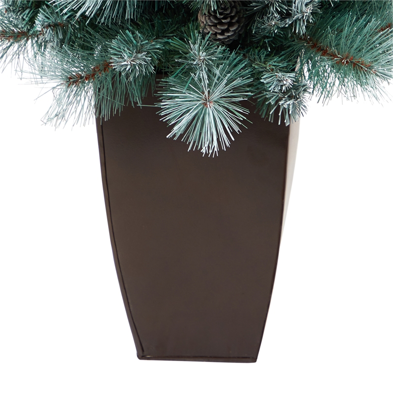 Nearly Natural 3.5ft Frosted Tip BC Mountain Pine Christmas Tree in White