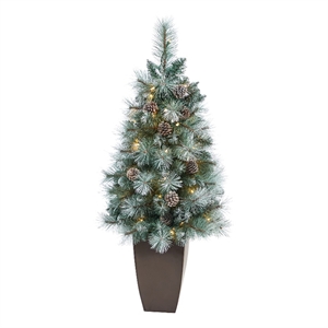 Nearly Natural 3.5ft Frosted Tip BC Mountain Pine Christmas Tree in White