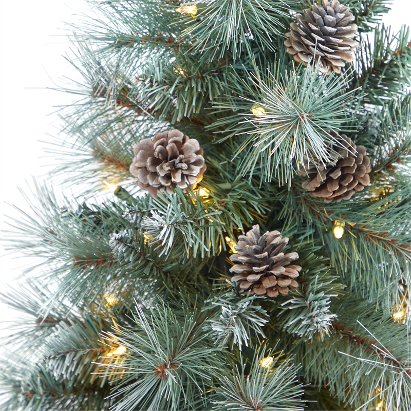 Nearly Natural 3.5ft Frosted Tip BC Mountain Pine Christmas Tree in White