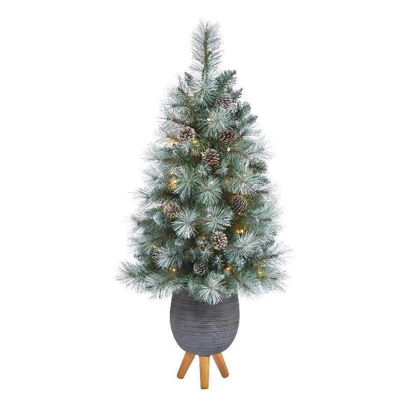 Nearly Natural 3.5ft Frosted Tip BC Mountain Pine Christmas Tree in White