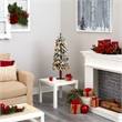 Nearly Natural 3ft Flocked Grand Alpine Christmas Tree w/50 Clear LED in White