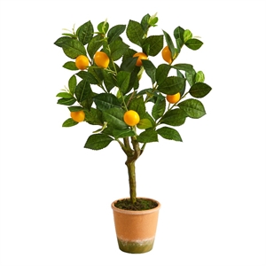 Nearly Natural 24&quot Lemon Artificial Tree in Green